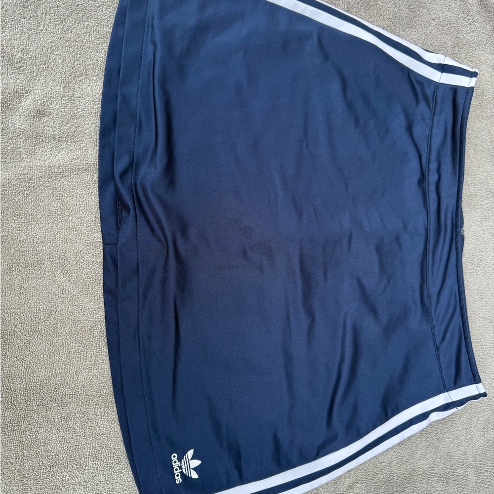 adidas Navy Mini Skirt with White Side Stripes size medium